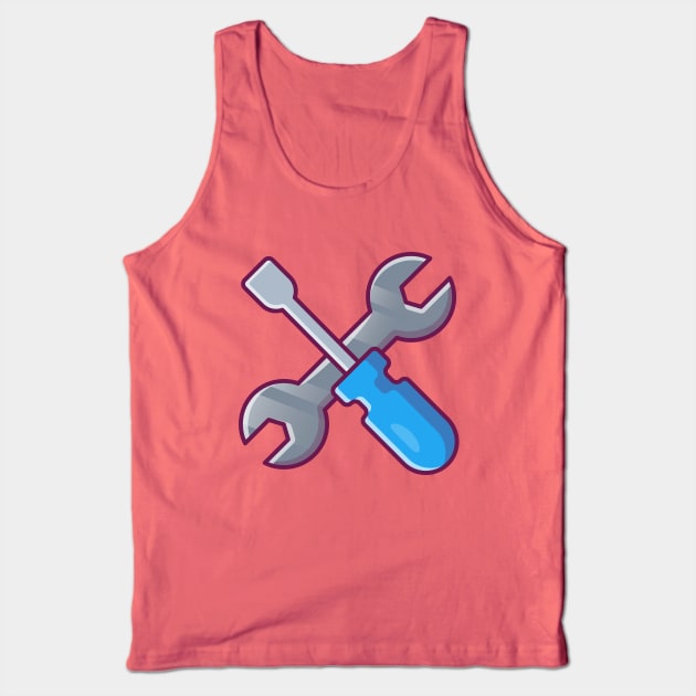 Screwdriver And Wrench Cartoon Tank Top by Catalyst Labs